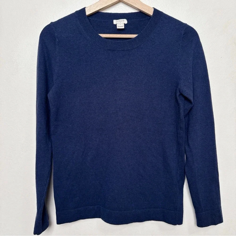 J.crew Womens Xsmall Crew Neck Navy Wool Teddie Sweater